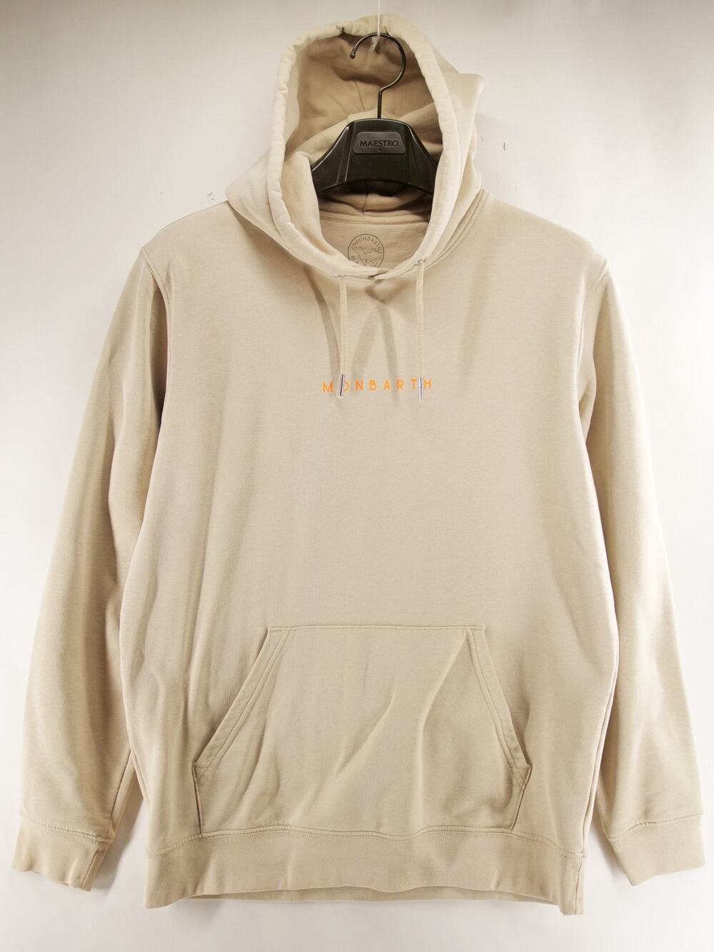 Monbarth St Barth Hoodie Mens M US L EUR Beige Organic Cotton Logo Pullover Sand